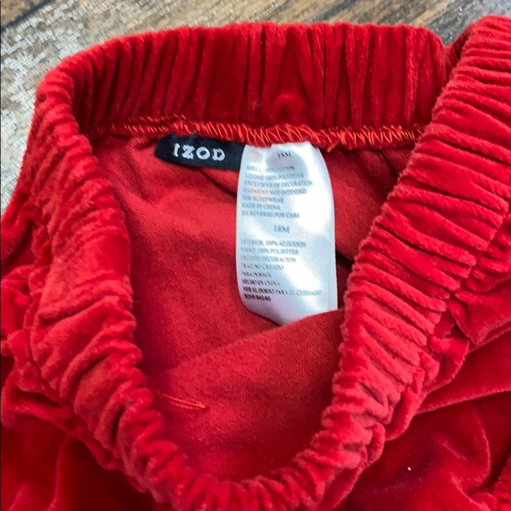 Izod red & black velvet formal dress with bloomers - Picture 3 of 8